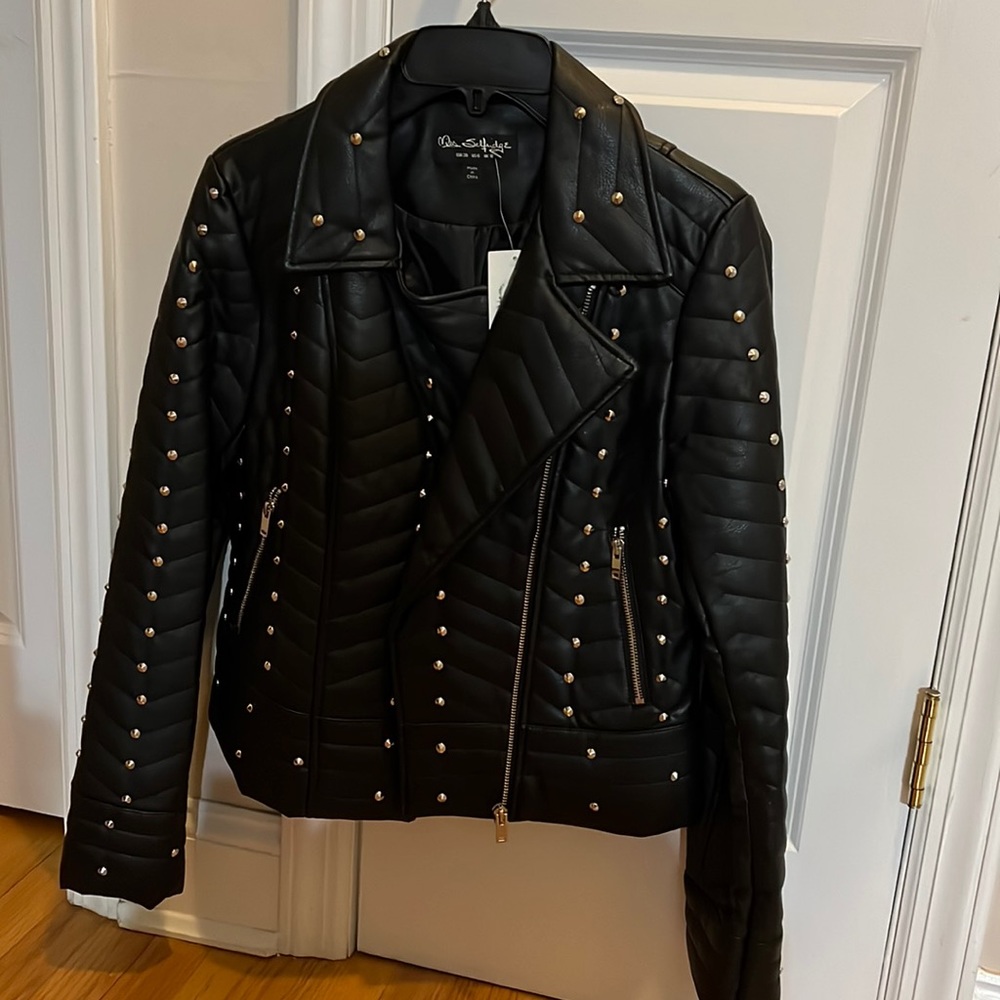 Black studded faux leather jacket!